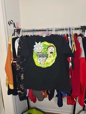 Rick and Morty Portal Graphic T-Shirt Delta Pro Weight XL Black Adult Swim